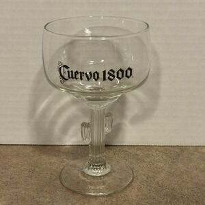 Jose Cuervo 1800 Cactus Stemmed Margarita Glass 6in Tall Clear Distillery Logo